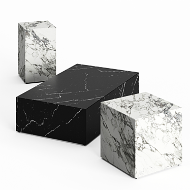 Marble Plinth Side Tables: Stunning and Versatile 3D model image 1 