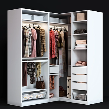 Modern Corner Wardrobe: Ikea Pax 3D model image 1 