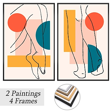 Wall Paintings Set: No. 3492 with Various Frame Options 3D model image 1 