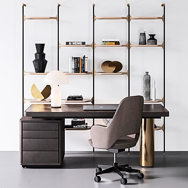 Refined Office Essentials: Baxter Verba Volant Desk, Libelle Rack, Colette Chair & Oluce Atollo Glass 3D model image 1 