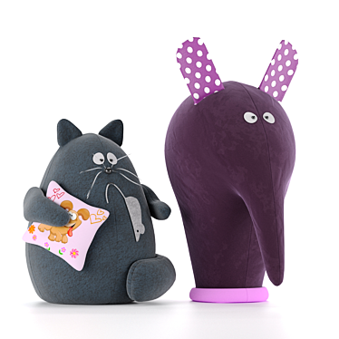 Playful Cat and Elephant Toys 3D model image 1 