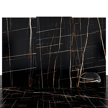 Sahara Noir Marble Tiles: Glossy Texture, Multiple Sizes 3D model image 1 