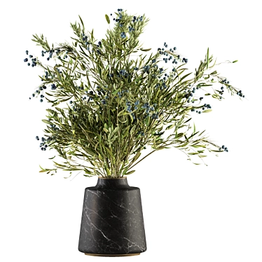 Green Branch Bouquet in Vase 3D model image 1 