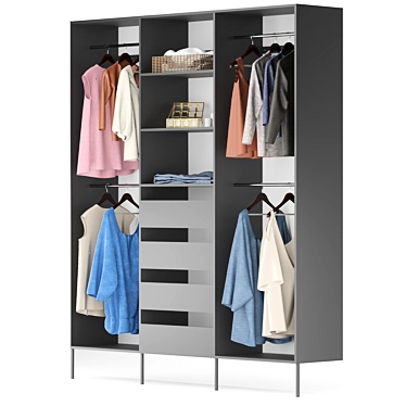 AURDAL Dark Gray Wardrobe: Organize Clothes 3D model image 1 