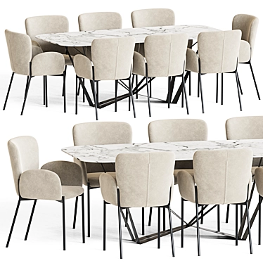 Modern 5-Piece Dining Set 3D model image 1 