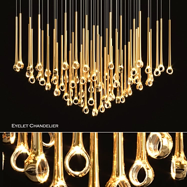 Elegant Eyelet Chandelier - 190cm Length 3D model image 1 