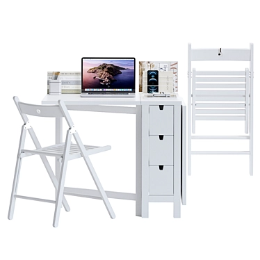 Modern Office Set: Desk, Chair, MacBook, iPhone 3D model image 1 