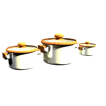 Classic Cookware Set (3 Pieces) 3D model image 1 