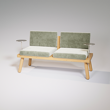 2-Seater Sofa with Side Tables 3D model image 1 