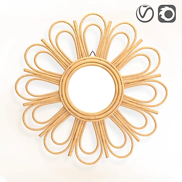 Chamomile Rattan Mirror - Nogu Blossom 3D model image 1 