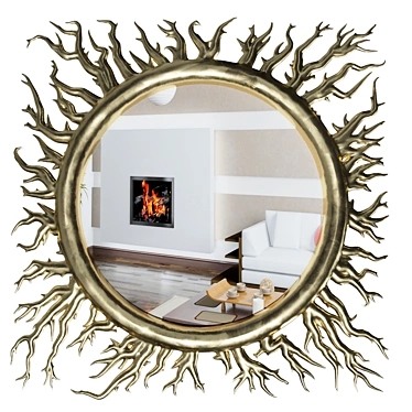 Round mirror in a frame of branches