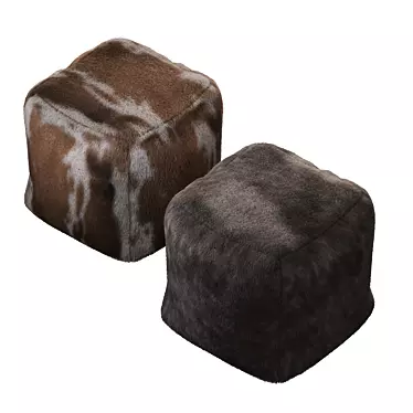 Faux Fur Poufs: Luxurious Pottery Barn Accent 3D model image 1 