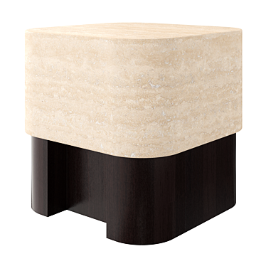 Elegant Lloyd Tables: Travertine & Dark Walnut 3D model image 1 