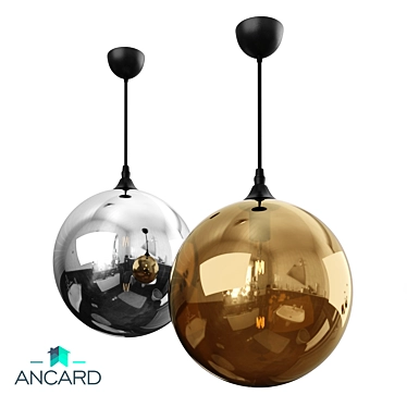 Amber Chrome Pendant Lamp: Elegant and Durable 3D model image 1 