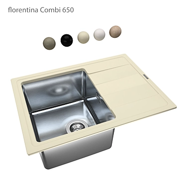 Florentina Combi 650 OM Quartz Sink 3D model image 1 