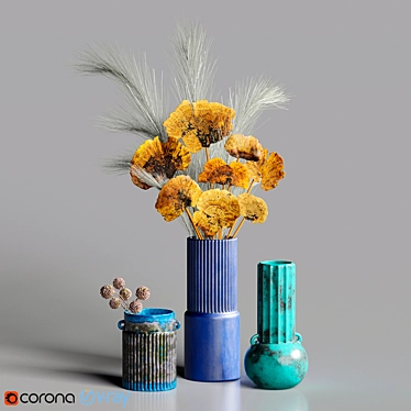 Elevate Your Space: Odille Ceramic Vases 3D model image 1 