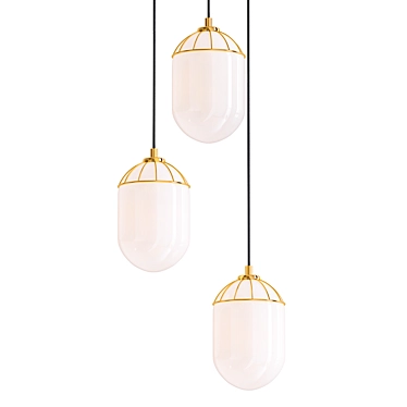 Carole 2014 Cluster Lamp: Stylish Brass and White Pendant 3D model image 1 