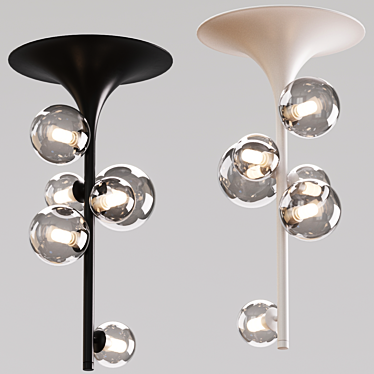 Modern Pendant Lights: Black & White, 610mm Height, 300mm Diameter 3D model image 1 