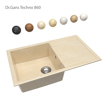 Dr. Gans Techno 860 OM: Practical Spacious Sink with Enhanced Features 3D model image 1 