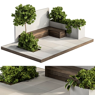 Outdoor Oasis Bench Set 3D model image 1 