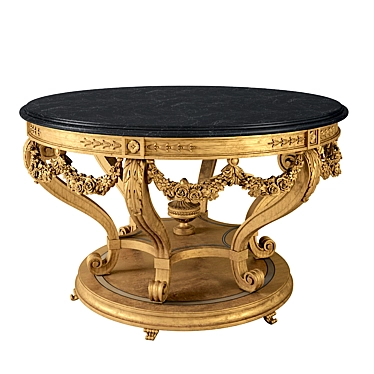Hand-Carved Marble Round Table 3D model image 1 