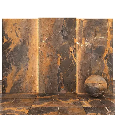 Fossil Brown Marble: Stunning & Versatile Tiles 3D model image 1 