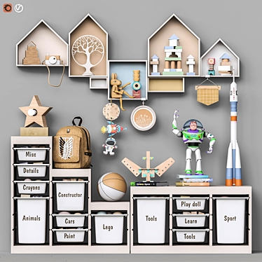 Kids' Storage and Accessories Set 3D model image 1 
