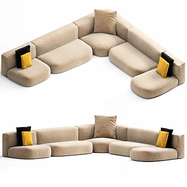 Cappellini Litos Modular Sofa: Versatile Comfort with Removable Cover 3D model image 1 