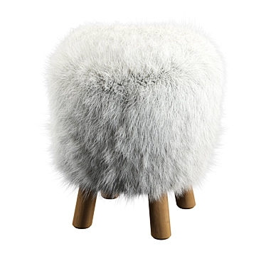 Luxury Mongolian Fur Stool 3D model image 1 