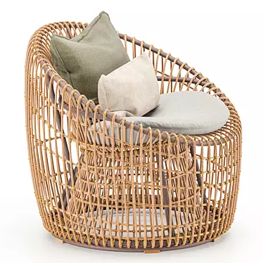 Nest-shaped Rattan Outdoor Chair 3D model image 1 