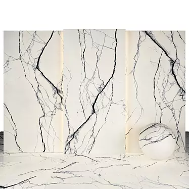 Sleek Breach Marble Slabs - High Gloss Texture 3D model image 1 