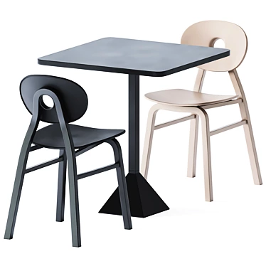 Minimalist Square Table & Elipse Chair 3D model image 1 