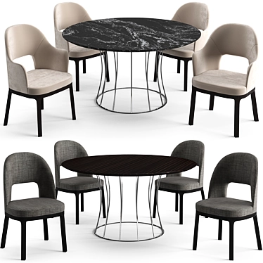 Elegant Flexform Mood Dining Set 3D model image 1 