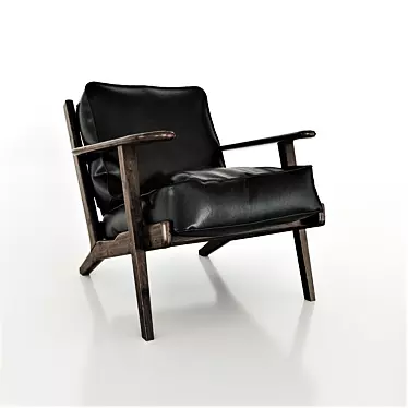 Sleek Black Leather Lounge Chair 3D model image 1 