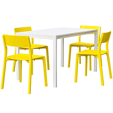 Modern White Dining Set: Melltorp & Janinge 3D model image 1 