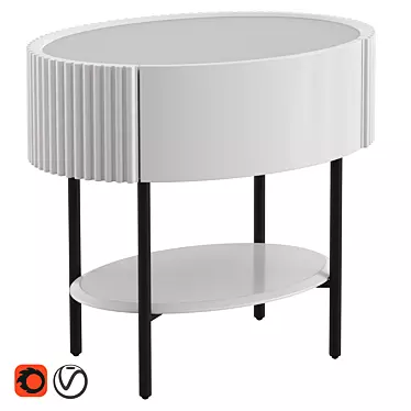 Elegant Bedside Table with Glass Top and Drawer 3D model image 1 