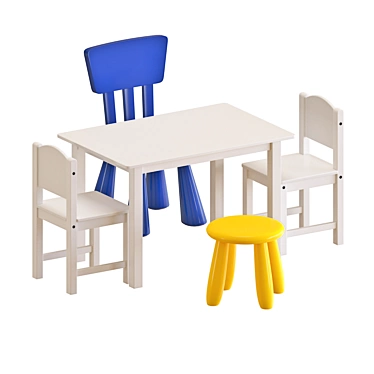 Sleek SUNDVIK Table & Chairs Set 3D model image 1 