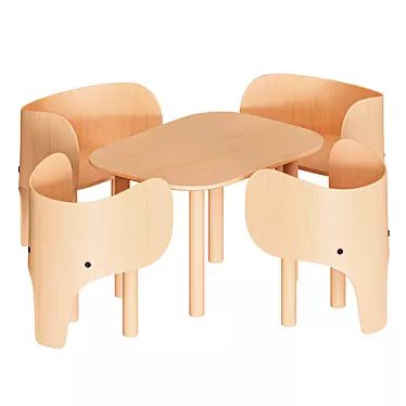 Adorable Elephant Chair & Table Set 3D model image 1 