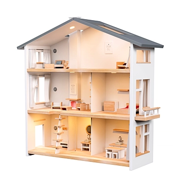 Katin Domik. Three-story dollhouse with light