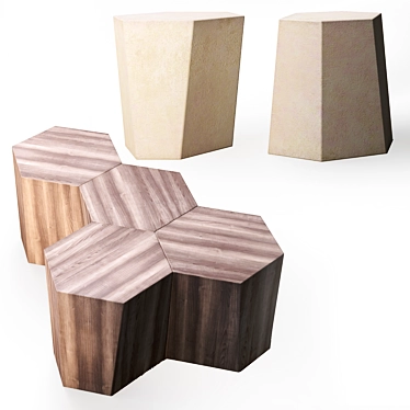 Modular Hexagon Tables & Stools 3D model image 1 