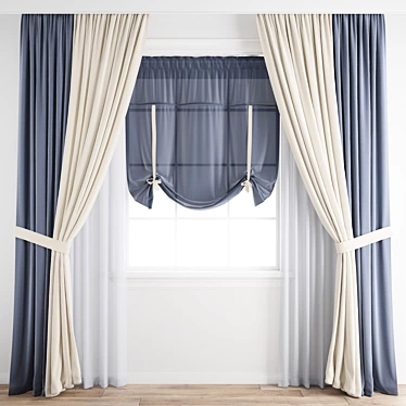 Polygonal Curtain Model: 3DS Max, OBJ & Texture 3D model image 1 