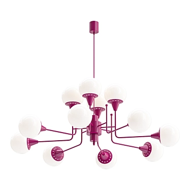 Mid-Century Stilnovo Brass Chandelier 3D model image 1 