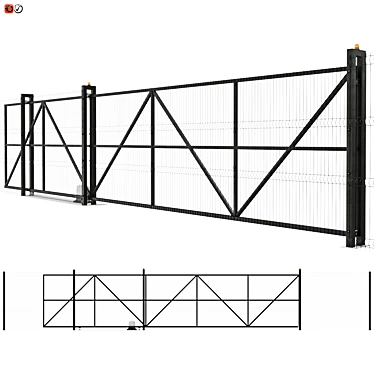 Industrial Sliding Mesh Gates 3D model image 1 