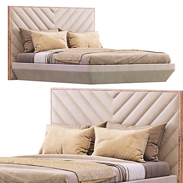 Sleek Leather Bed 3D model image 1 