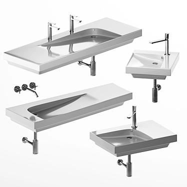 Grandangolo Set - Sleek and Stylish Bathroom Sink Collection 3D model image 1 