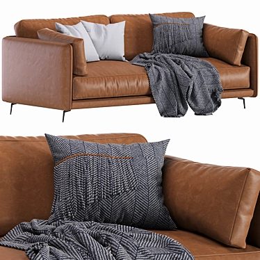 Krisby Leather Sofa: Stylish and Modern 3D model image 1 