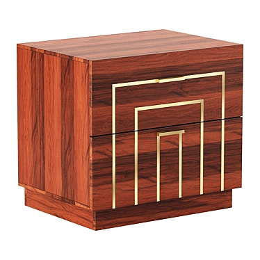 Title: CB2 Everett Acacia & Brass Inlay Nightstand 3D model image 1 