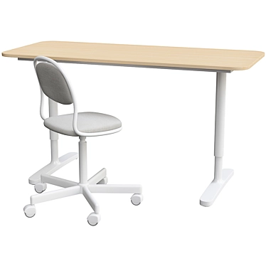 Bekant Oak Writing Desk: Elegant and Functional 3D model image 1 