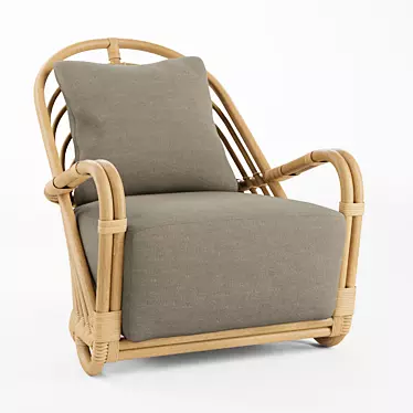 Elegant Rattan & Wicker Armchair 3D model image 1 