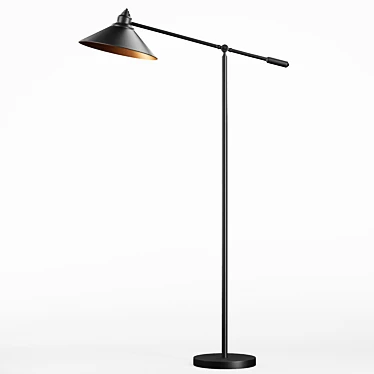 Industrial Adjustable Metal Floor Lamp 3D model image 1 